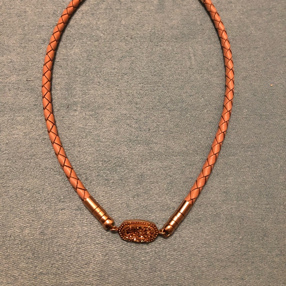 Rose Gold Drusy & leather choker